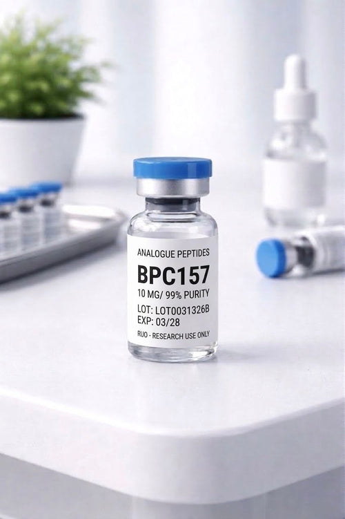 Premium vials of pure BPC-157 peptide in 5mg and 10mg sizes for advanced recovery and research.