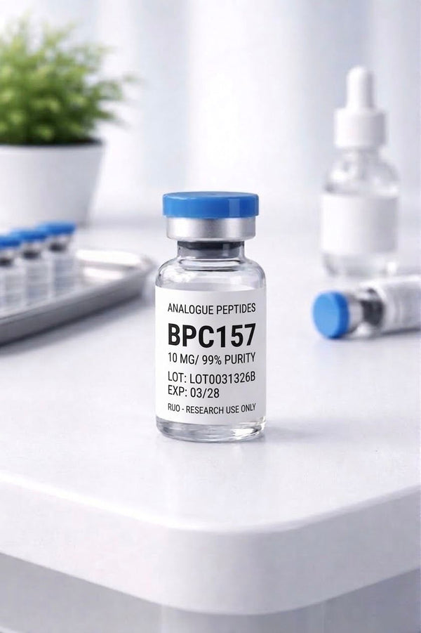 Premium vials of pure BPC-157 peptide in 5mg and 10mg sizes for advanced recovery and research.
